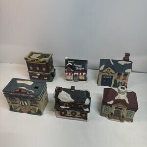 Vintage 1995 Collection Christmas Village (Lot Of 6) 6” Winter Snow Village